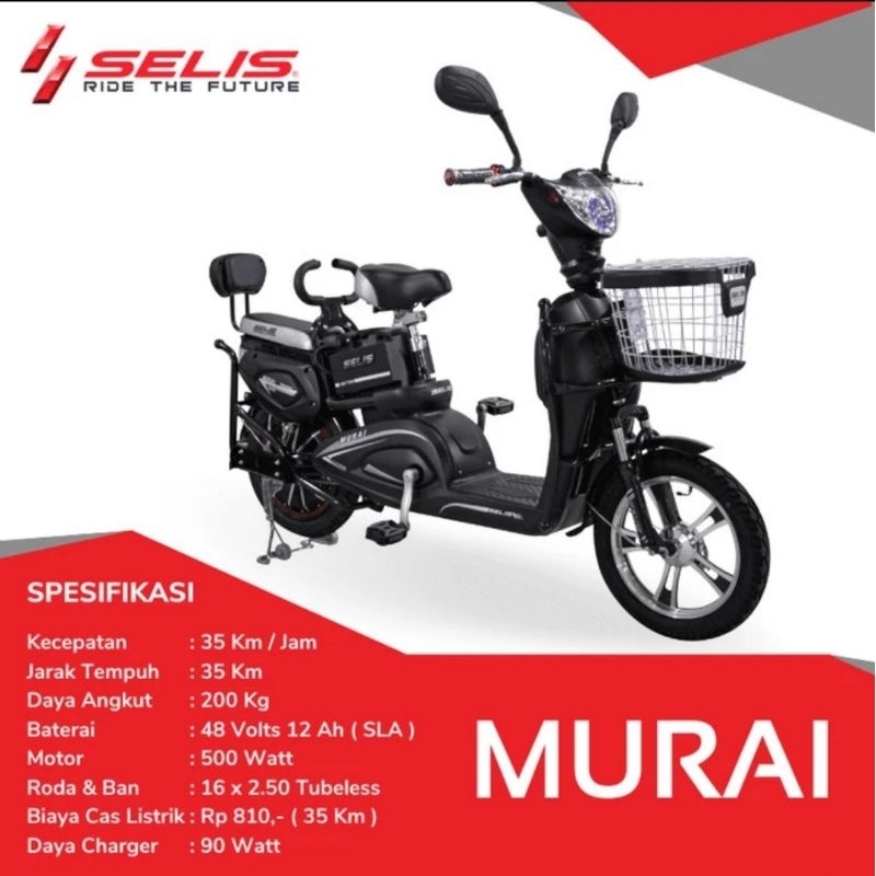 Sepeda Listrik SELIS Tipe Murai Walet Cendrawasih Mandalika Rinjani Kenari Buterfly E Bike Moped