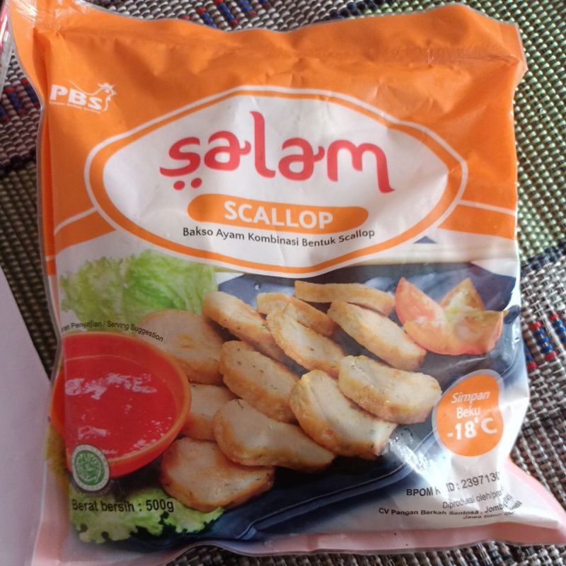 

salam Scallop Bakso ayam kombinasi bentuk Scallop