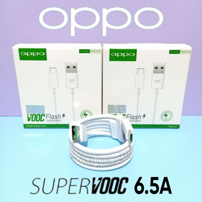 Kabel Data Charger OPPO Reno 1 2 2F 3 4 5F 5 6 7 7z 8 8T 8z PRO 4G 5G Original 6.5A Super VOOC TYPE C Flash Charge