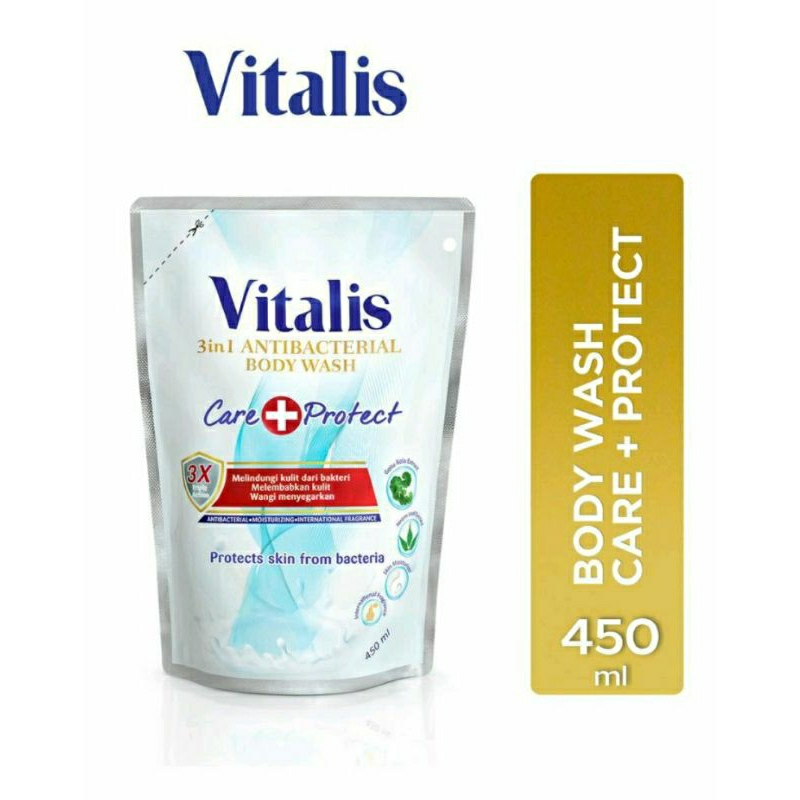 (B1G1) VITALIS 3in1 Antibacterial Body Wash Care &amp; Protect 450ml Free Aiken Hand Wash
