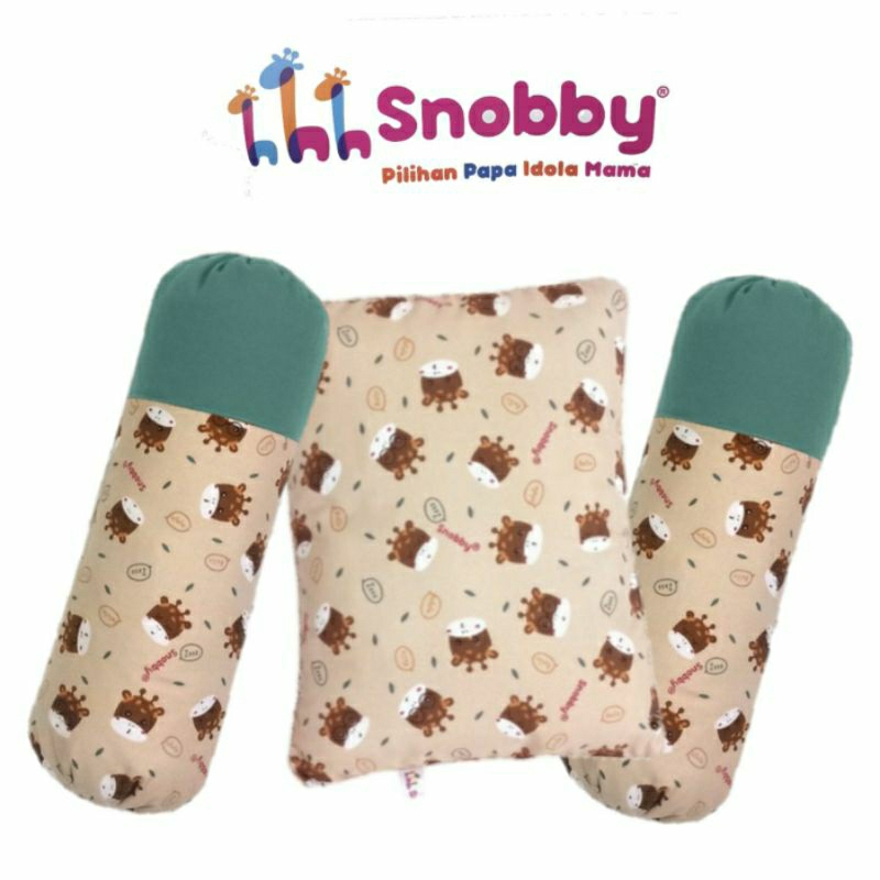 Snobby Bantal Guling Bayi Set 3 in1 (1 Bantal + 2 Guling) Snobby | Bantal Guling Baby Beach Twiza Bearly Series BG
