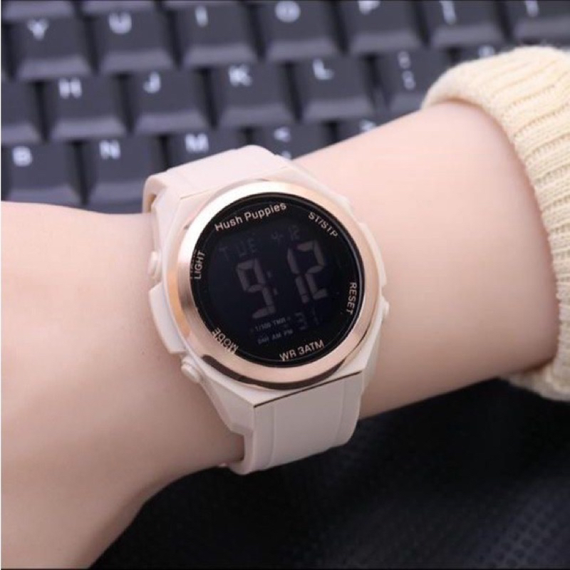 (BISA COD) JAM TANGAN WANITA/PRIA HUSHPUPPIES DIGITAL TALI RUBBER JJ-4390