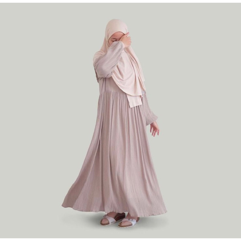 preloved raline dress plain series nude by khalewale.id khalewaledaily | gamis polos busui friendly
