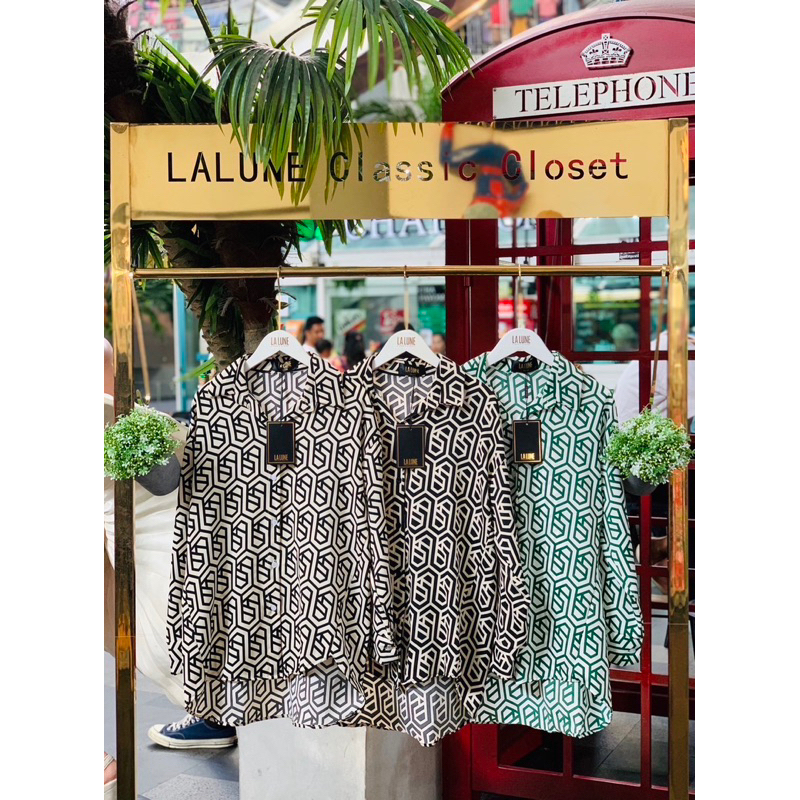 KEMEJA LALUNE OBJECT GEO PRINT 100% ORIGINAL IMPORT BANGKOK