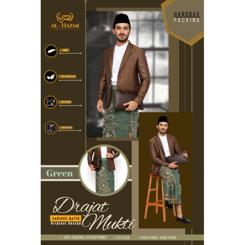SARUNG DRAJAT MUKTI KC / Sarung Dewasa / Sarung Hijau NU / Sarung Alhazmi / Sarung Batik Terlaris / 