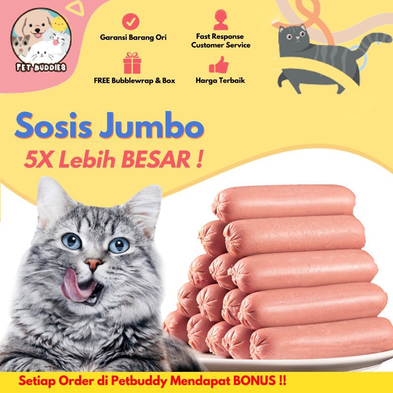 [FREE BONUS] Sosis JUMBO 50g Snack Makanan Kucing/Anjing Premium Treats Gnawing