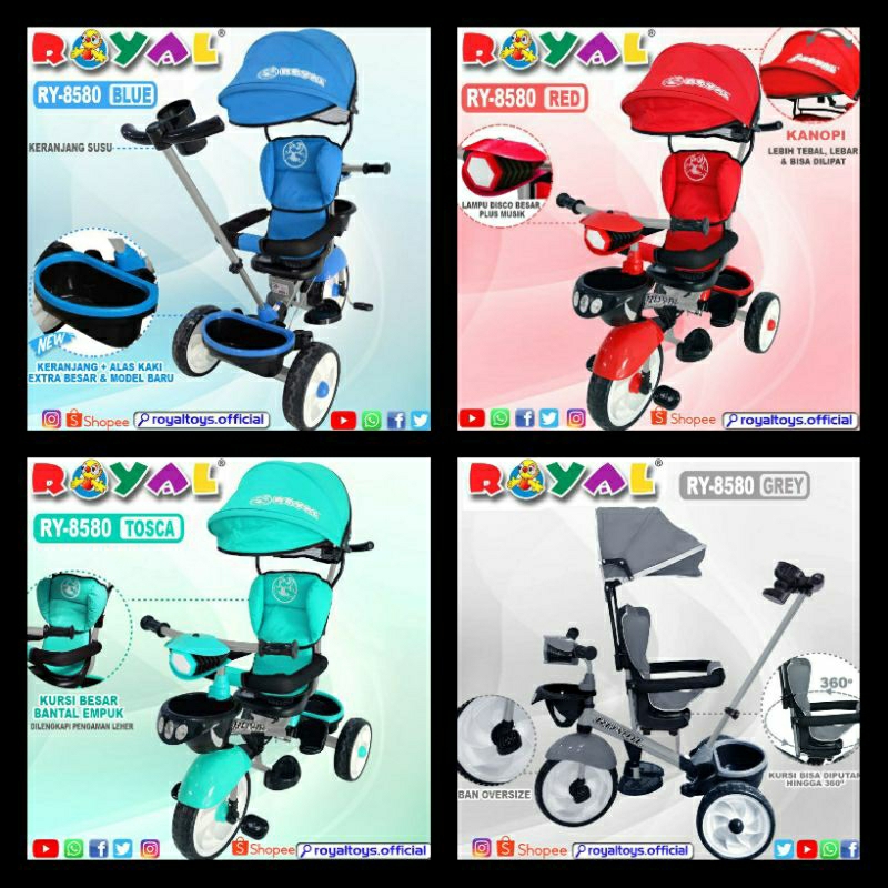 Sepeda Anak Roda 3 Tiga Royal RY 9380 / RY 8580 CP / RY 8381 CP / RY 6580 Sepeda Stroller