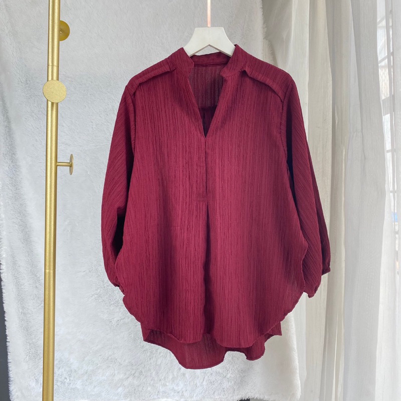 Becca Kemeja Blouse LD 120cm Belah Samping Blouse Big Size Jumbo Terbaru