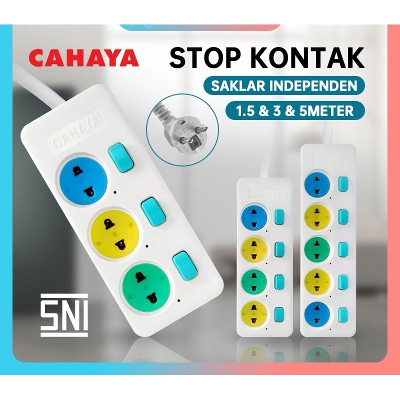 Stop Kontak Kabel Saklar 3/4/5 Lubang&amp;1.5/3/5M/ STOP KONTAK GEPENG SNI/CAHAYA SC-793/4/5