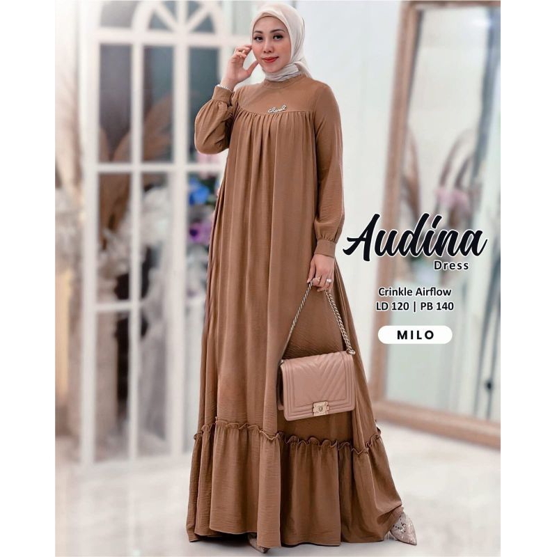 AUDINA DRES JUMBO LD 120 bahan cringkle airflow terbaru