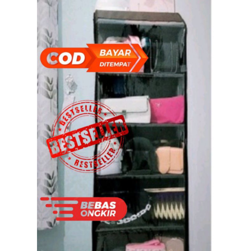 RAK TAS GANTUNG POLOS JUMBO 6 SAP PAKAI RESLETING KANAN KIRI ALAS FULL TRIPLEK
