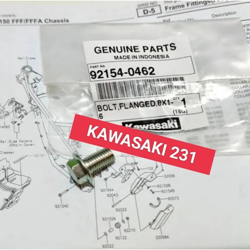 Baut Engine Mounting Klx 150 Bolt Flanged Small 8X16 Genuine Parts Kawasaki 92154-0462