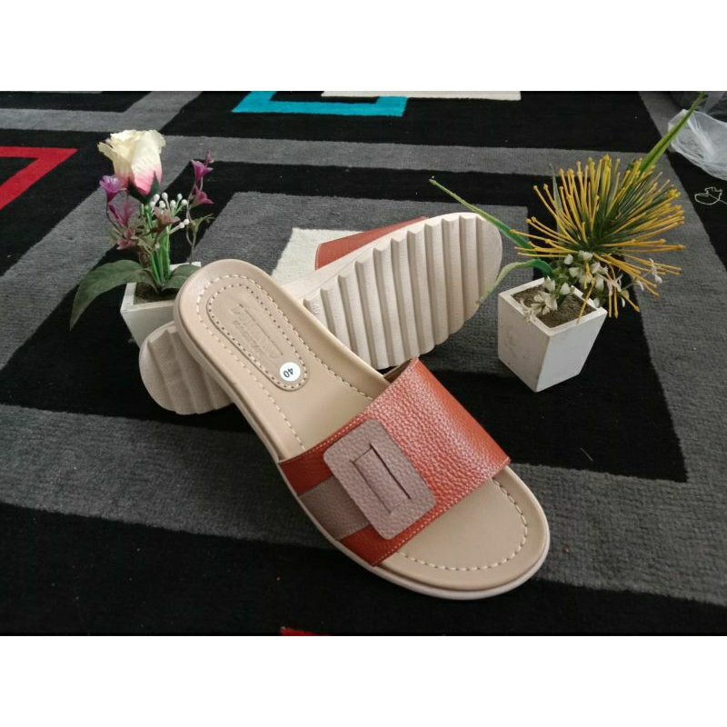 Sandal Kulit Cewek / Sandal Kulit Asli / Sandal Flat Kulit / Heels kulit