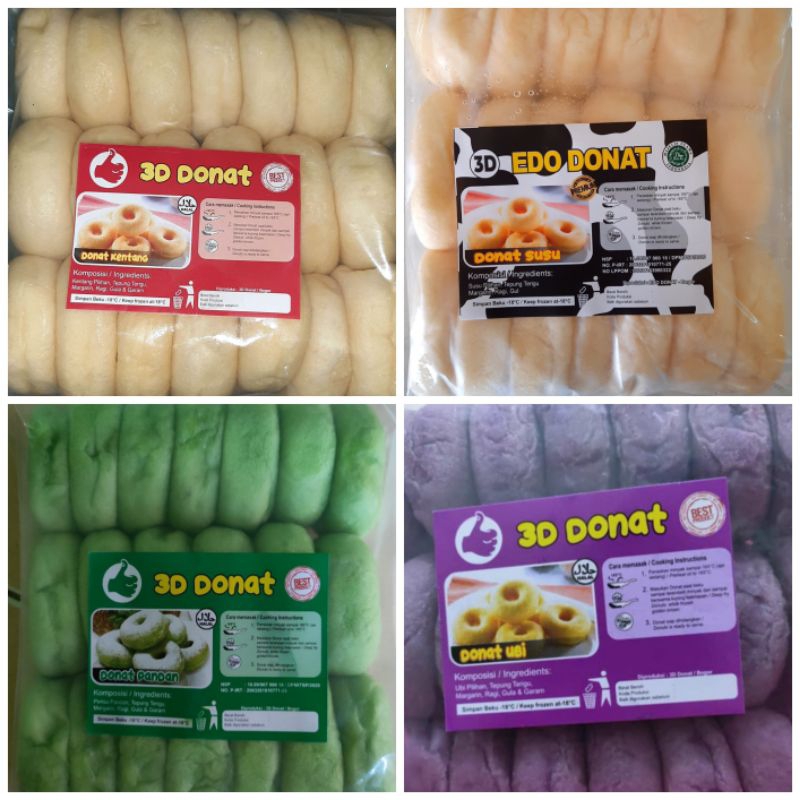 

Donat 3D Kentang Ubi Ungu Pandan Susu isi 20 Frozen