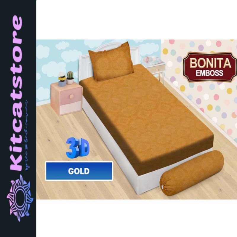 Sprei BONITA Single Flat (120x200) No3 Polos Emboss Terlaris Gold