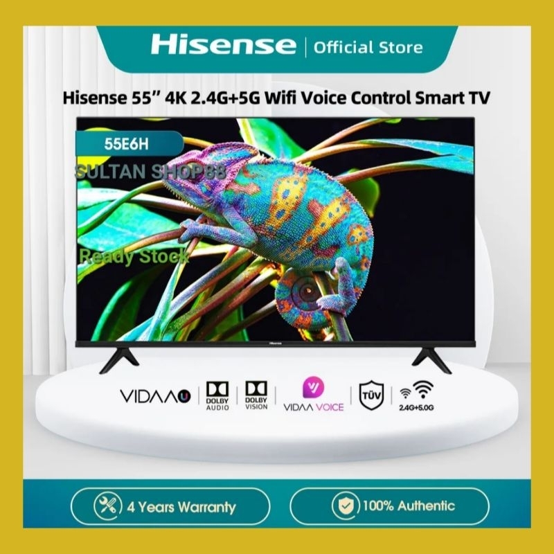 HISENSE LED TV 55E6H 4K UHD SMART TV BEZELLES DESIGN 55 INCH
