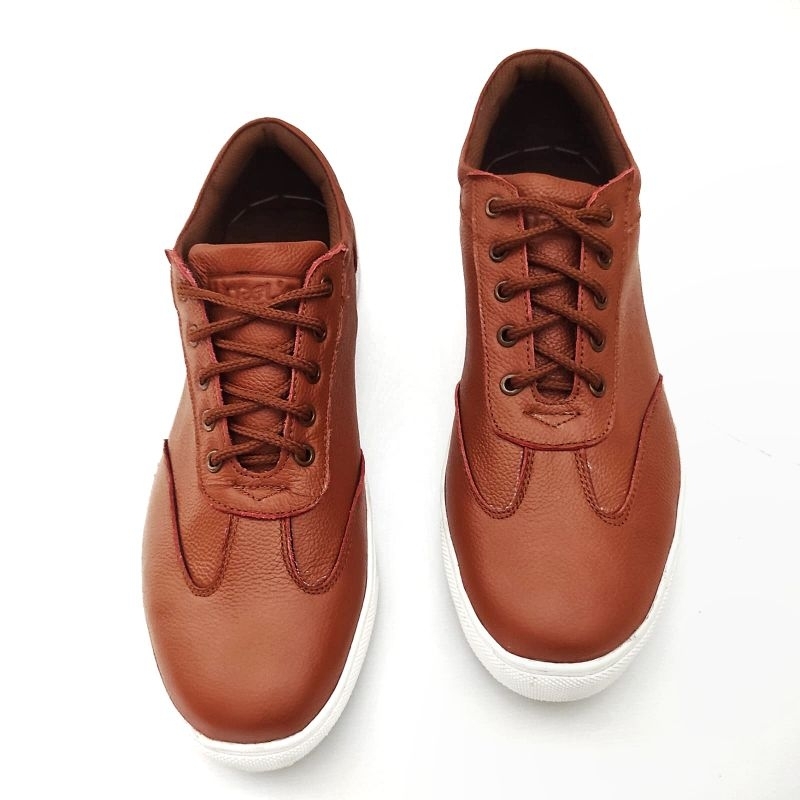 Sepatu Sneakers Pria Casual Kasual Bahan Kulit Asli 100% Original Cs1 Tan