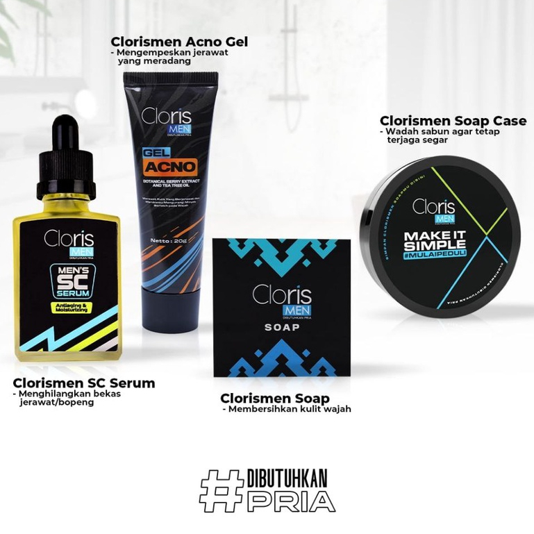 CLORISMEN Cloris men soap paket lengkap sabun muka pria Untuk Kulit Cerah Bebas Kusam &amp; Jerawat