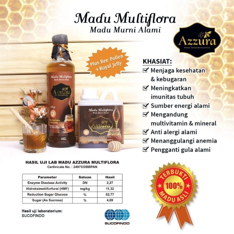 

AZZURA MADU MULTIFLORA 300GR/MADU MURNI/MADU PLUS BEE POLLEN/MADU PLUS ROYAL JELLY