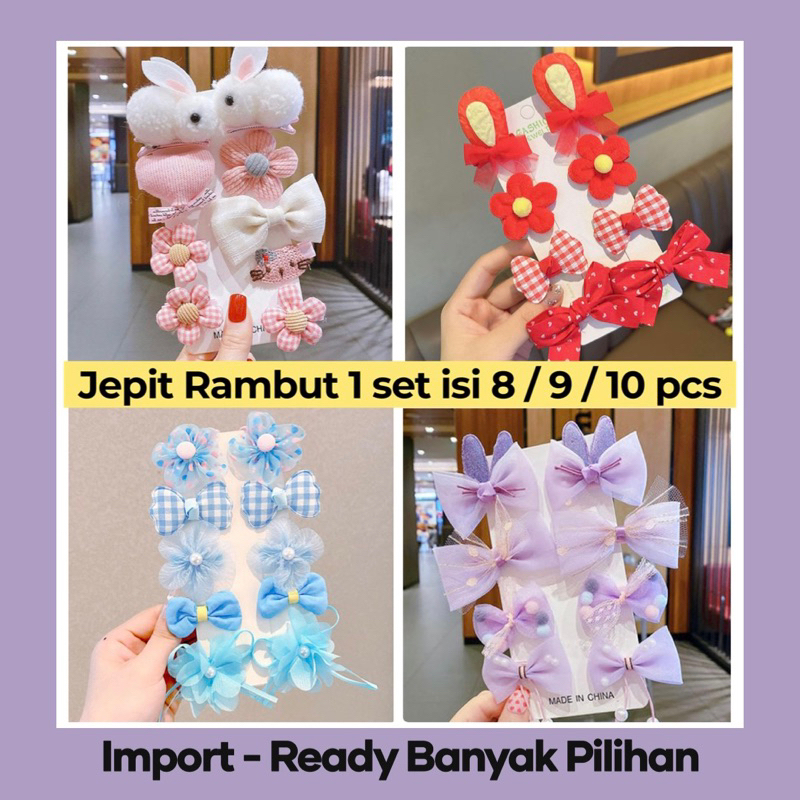 Part 1 Bisa COD JEPIT RAMBUT ANAK RABBIT ISI 8pcs 9pcs 10pcs Jepitan Pita Rambut