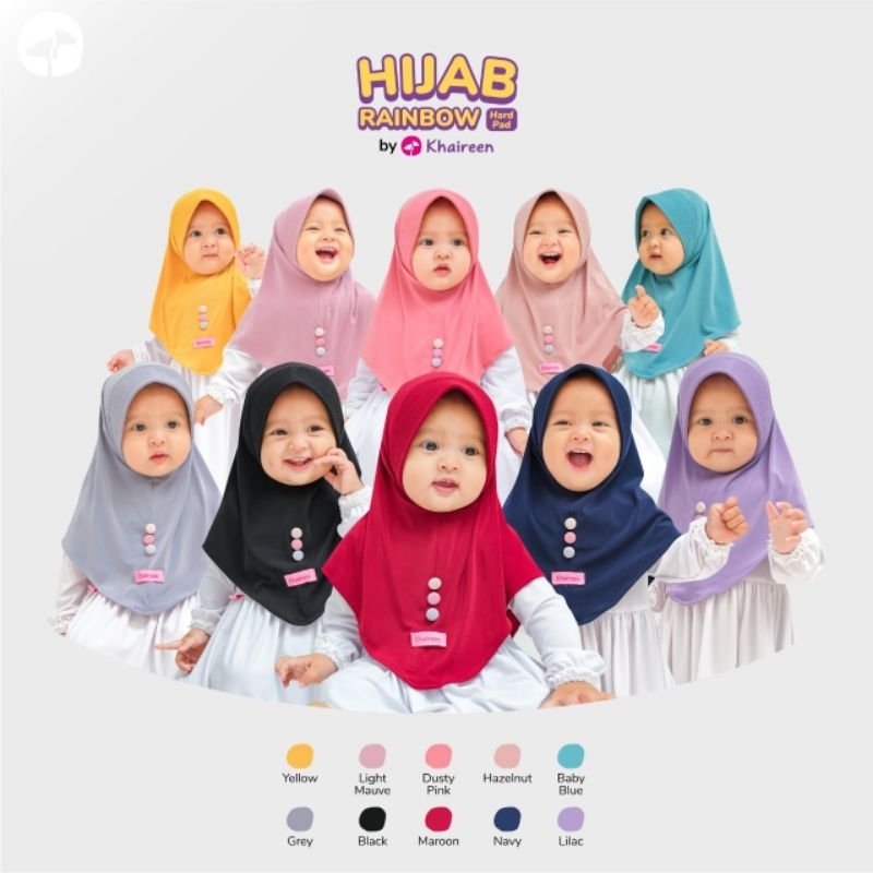 KHAIREEN Hijab Anak rainbow Jilbab Instan [HARDPAD]