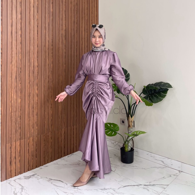 Vanya Dress Silk Turkey Malay Long Dress Kondangan Bridesmaid Viral Busui Friendly Satin Dress