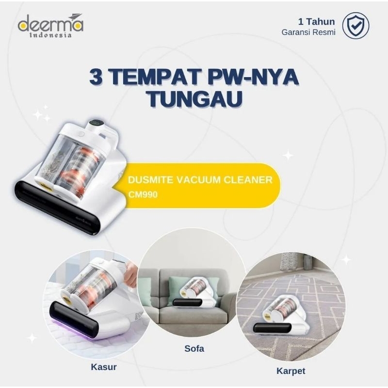 Deerma CM990 Anti-Tungau Mites Double Dust Cup UV Vacuum Cleaner