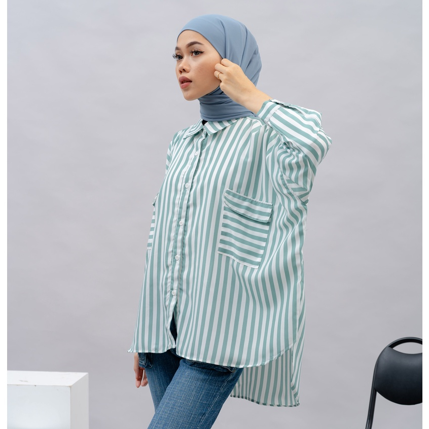 KEMEJA SALUR KATUN LYDIA DAILY LONG SHIRT OFFICE SHIRT PREMIUM B549 CO