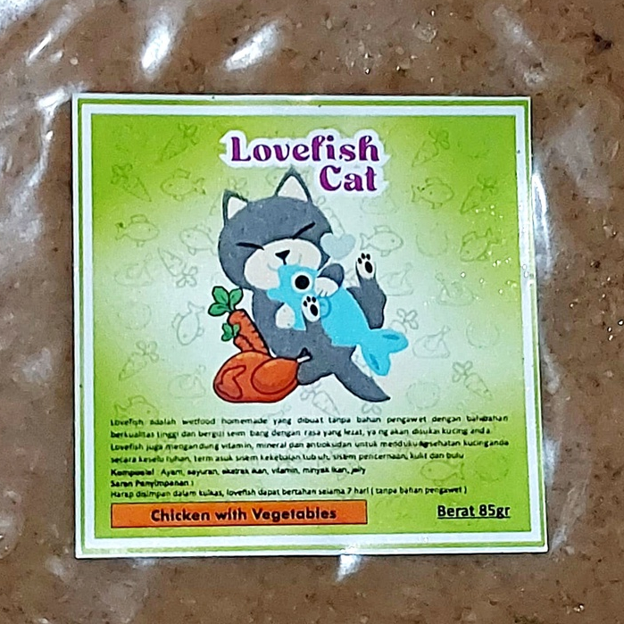 MAKANAN KUCING WET FOOD LOVEFISH HOME MADE REAL MEAT 85 GR KHUSUS OJEK