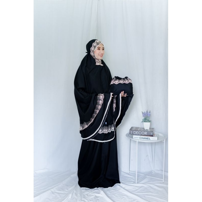 Mukena Dewasa Katun Mewah Traveling NAZWA Renda 2 Layer