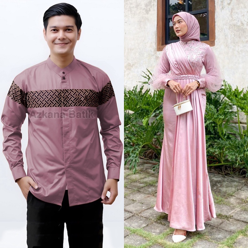 Edisi Lebaran Terbaru 2023 - Couple Gamis Muslim Premium Dress Maxi Termurah Baju koko Lengan Panjang Outfit Couple Gamis Lebaran Pesta Elegant