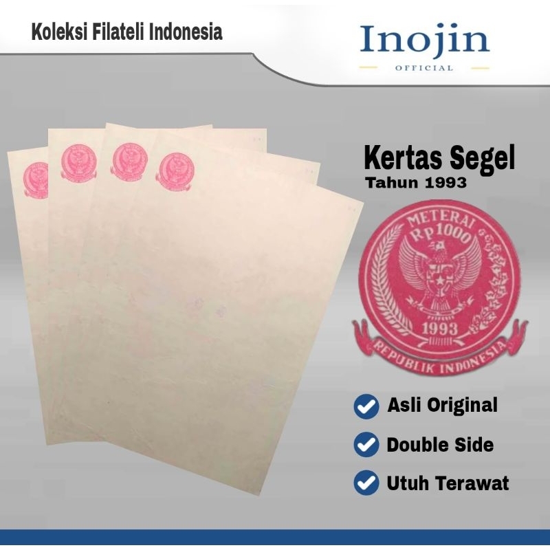 

Kertas Segel Tahun 1993 Double Side Asli Original