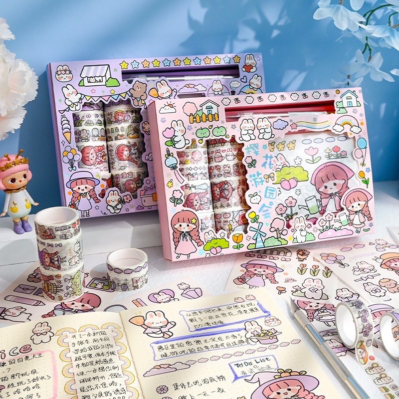 

Stiker Set Box Premium Karakter Lucu + Pisau Cutter + ROll Sticker 10 x10/ 1 set stiker Karakter Lucu Cute Berbagai Varian Karakter