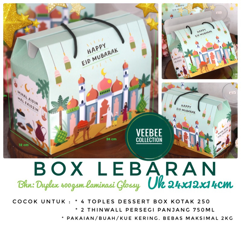 Box kue kering gambar hampers lebaran idul fitri/kotak hampers kue kering/box toples