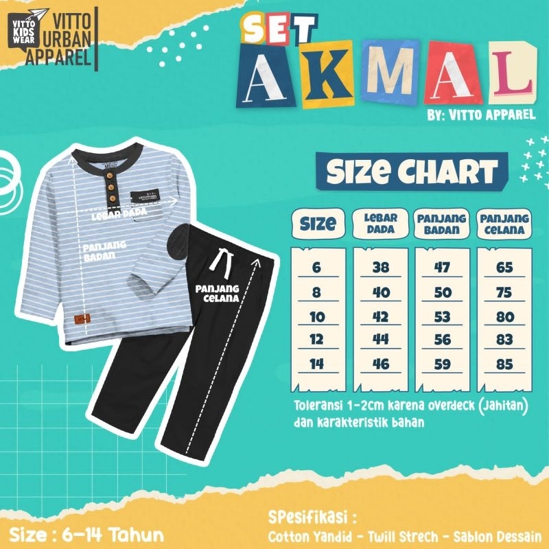 Ready ‼️ Setelan Anak Cowok Keren Akmal by Vitto Kidsware