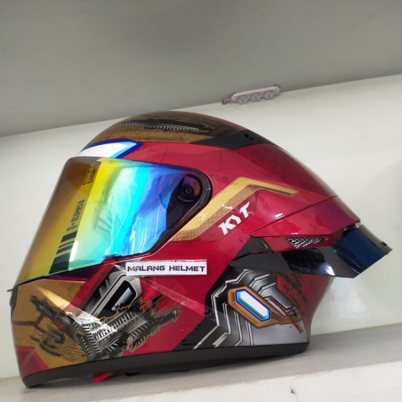 Helm Full Face KYT TT Course Marvel Iron Man - Paket Ganteng
