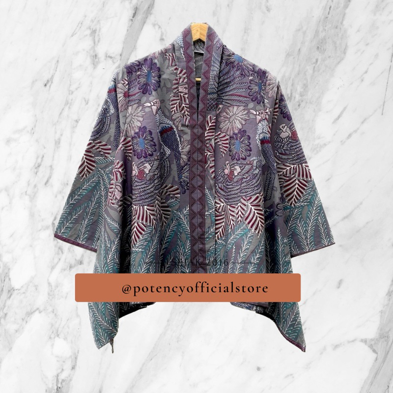 Atasan Blouse Bunga Abstrak Batik Wanita Ilalang Flower Warna Batik Soft Katun Atasan Kerja Casual M