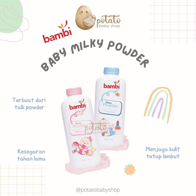 Bambi Baby Powder Pink &amp; Blue 100 Gr - Bedak Bayi