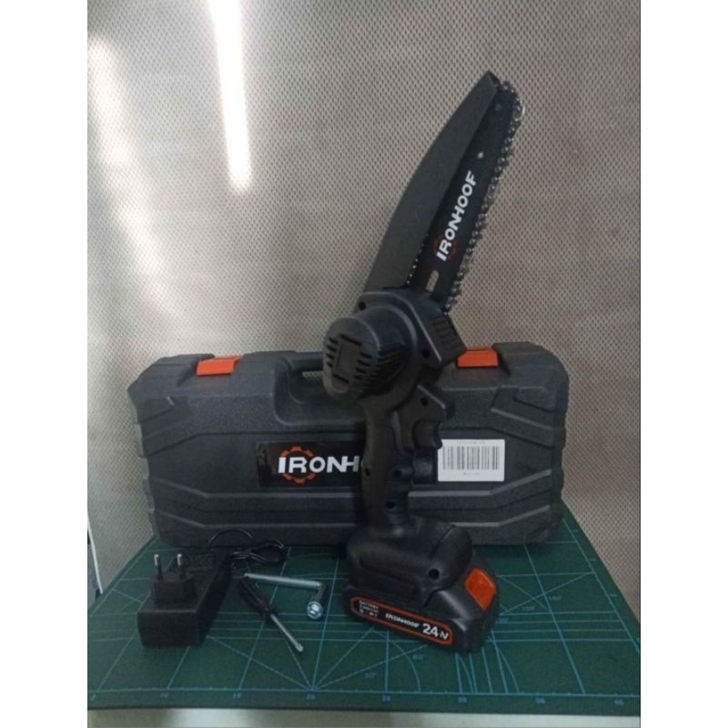 Gergaji Listrik Chainsaw Rantai Elektrik Mini 24V Portable IRONHOOF