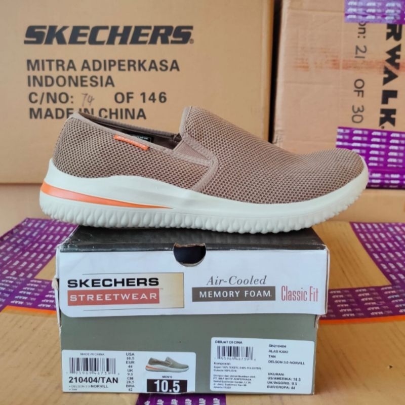 Sepatu Skechers Delson 3.0 Norvill 210404/TAN Men's Shoes Original