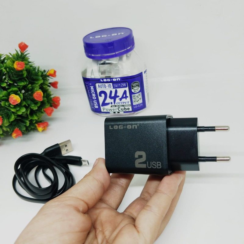 Charger LOG ON 5V/12W 2.4A Output Type C Micro Plus Packing Toples BY SEN