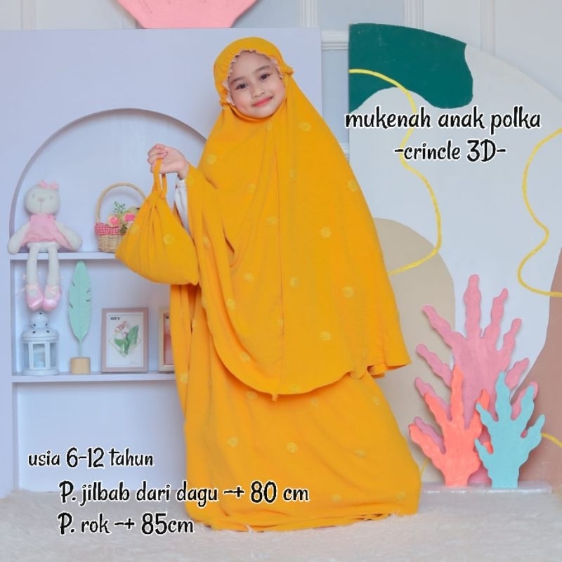 MUKENAH ANAK POLKA / MUKENA ANAK / MUKENAH ANAK / MUKENAH ANAK MOTIF / MUKENA ANAK KERUT / MUKENAH ANAK LUCU / MUKENAH ANAK XL