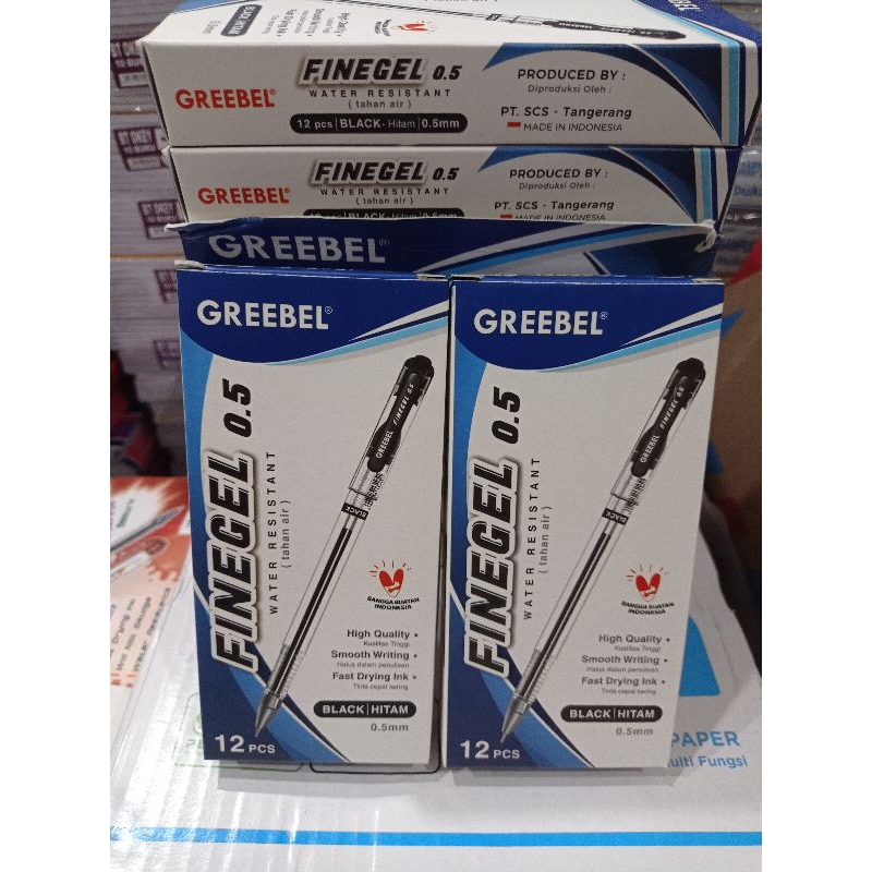 

pen gel finegel 0.5 greebel isi12pcs