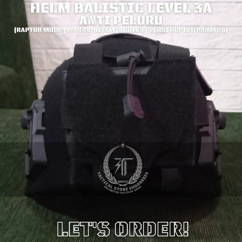 EXCLUSIVE TSI SERIES! Helm Tactical Balistic Asli Level 3A Model Rel Wendy Raptor - Versi Kuping Panjang - Helm Anti Peluru TNI Polri