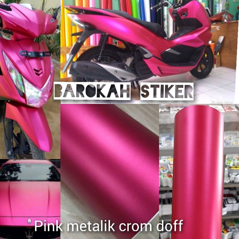 Skotlet Motor Pink Mettalik Doff Stiker Doff Crom 50cm x 50cm