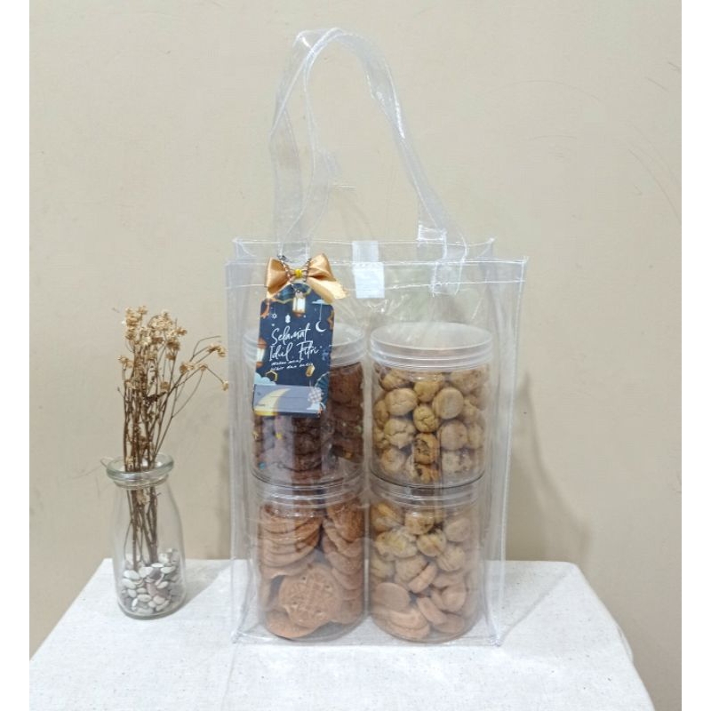 Tas mika goodie bag lebaran idul fitri full transparan tinggi 30 cm