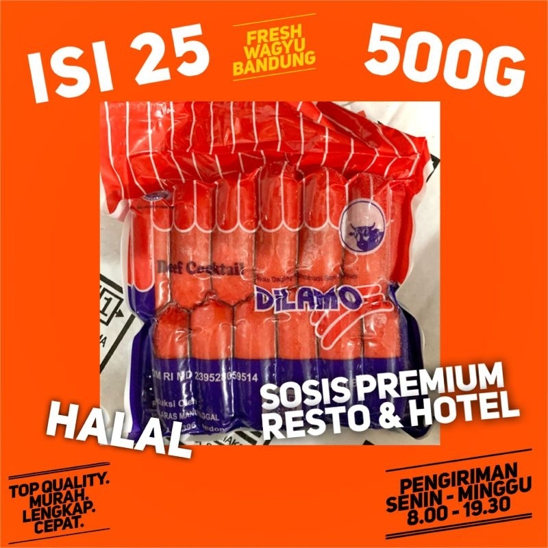 

DILAMO BEEF COCKTAIL SOSIS SAPI HALAL PREMIUM 500g