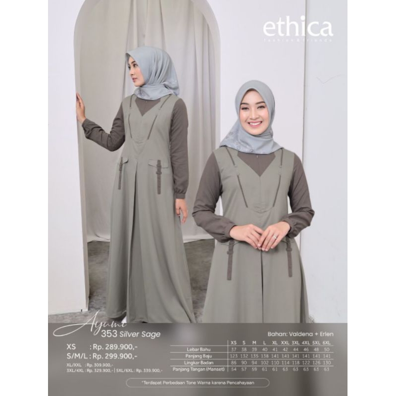 Gamis Ayumi 353 Silver Sage dan Quarry Blue