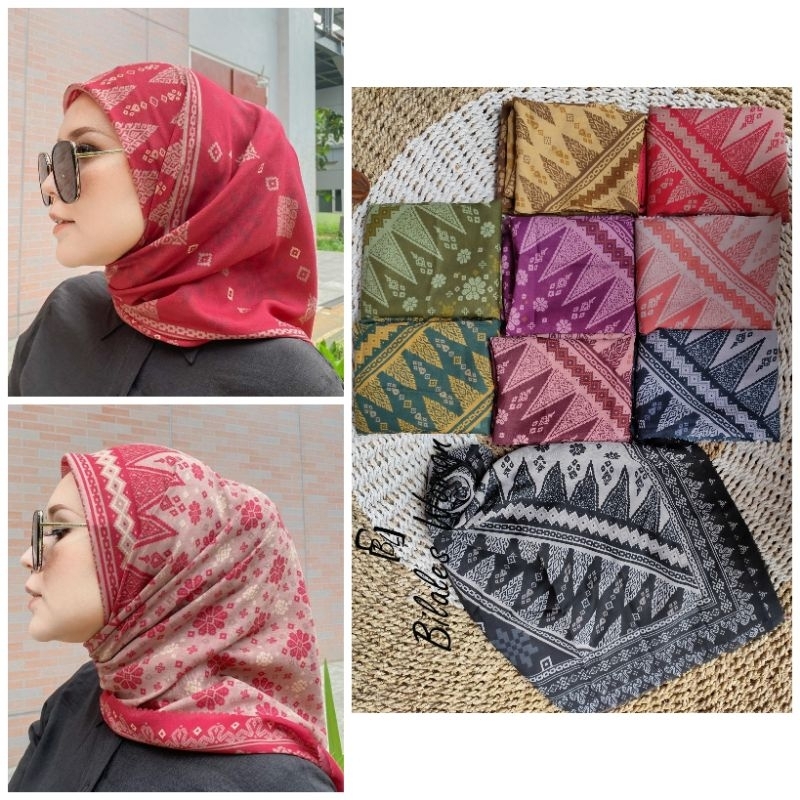 Hijab Segiempat Voal Motif Songket Sumatra