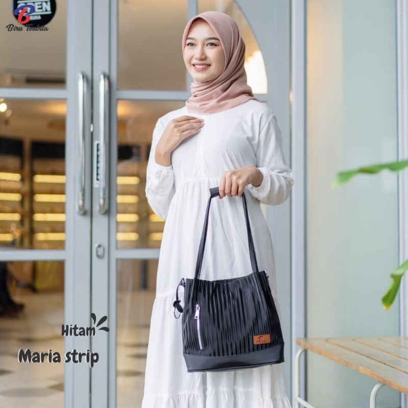 MARIA STRIPE BY BIRU TSABITA BAHAN CHOCOLY ANTI AIR WATERPROOF PREMIUM TAS KERJA KULIAH KANTOR